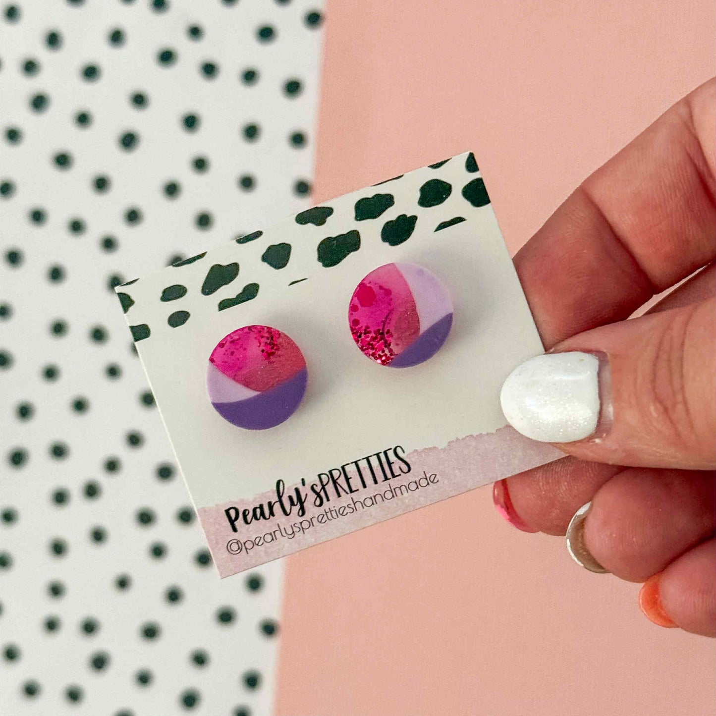 Small circle stud earring - Berry Blush 15