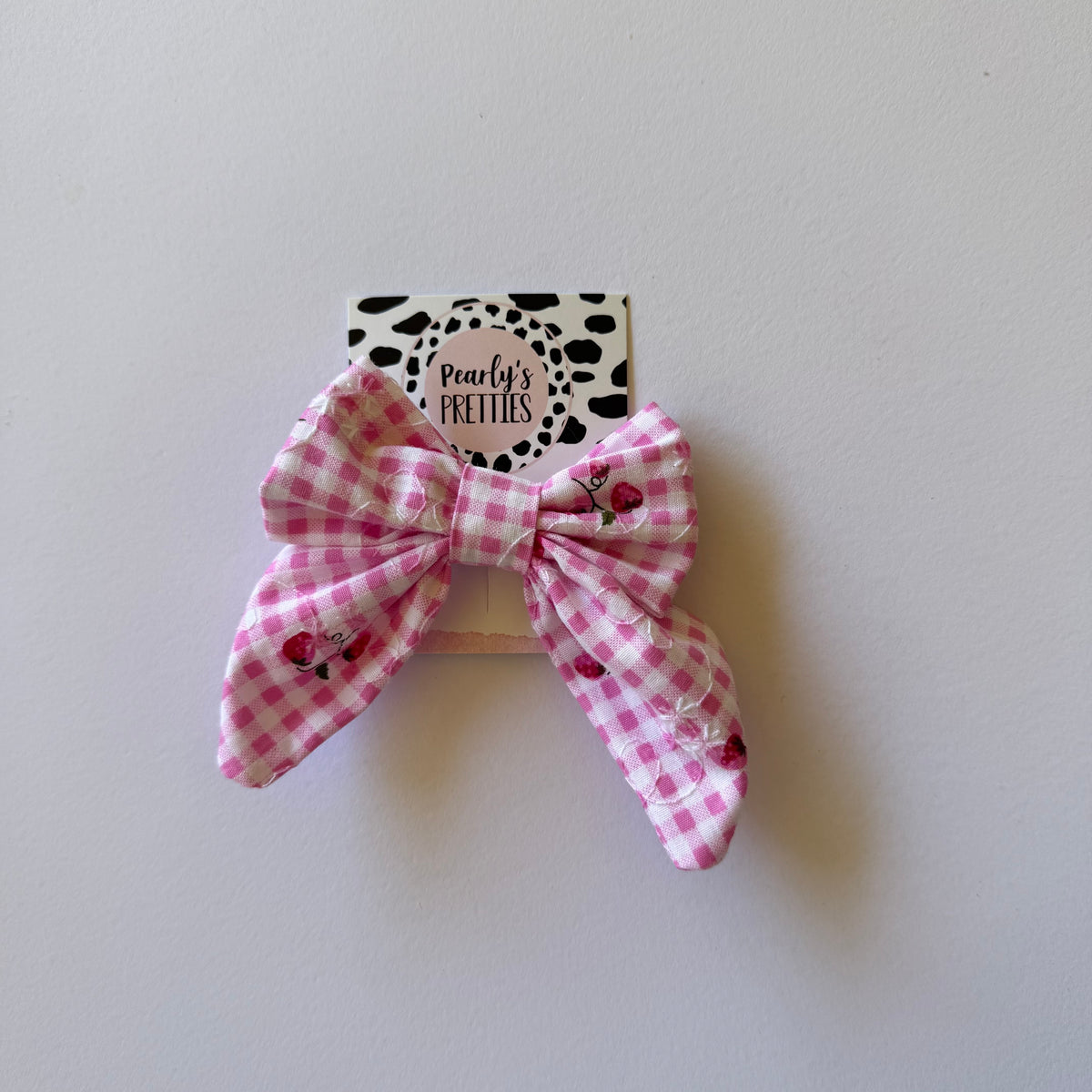 Fabric Bow Hair Clip | Handmade Hair Accessory – Small, Regular & Large - pink gingham hairbow