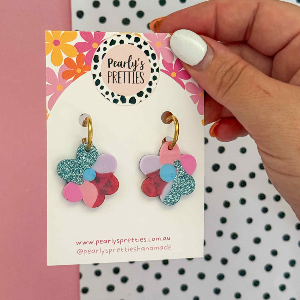 Daisy daisy huggie hoop earrings -Bubblegum Bliss 11