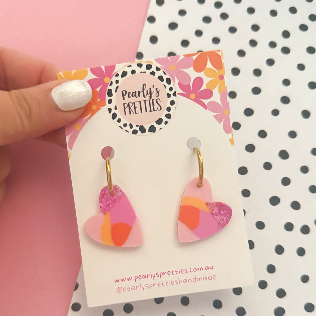 Cora heart hoop dangle earrings - Tropical Tango