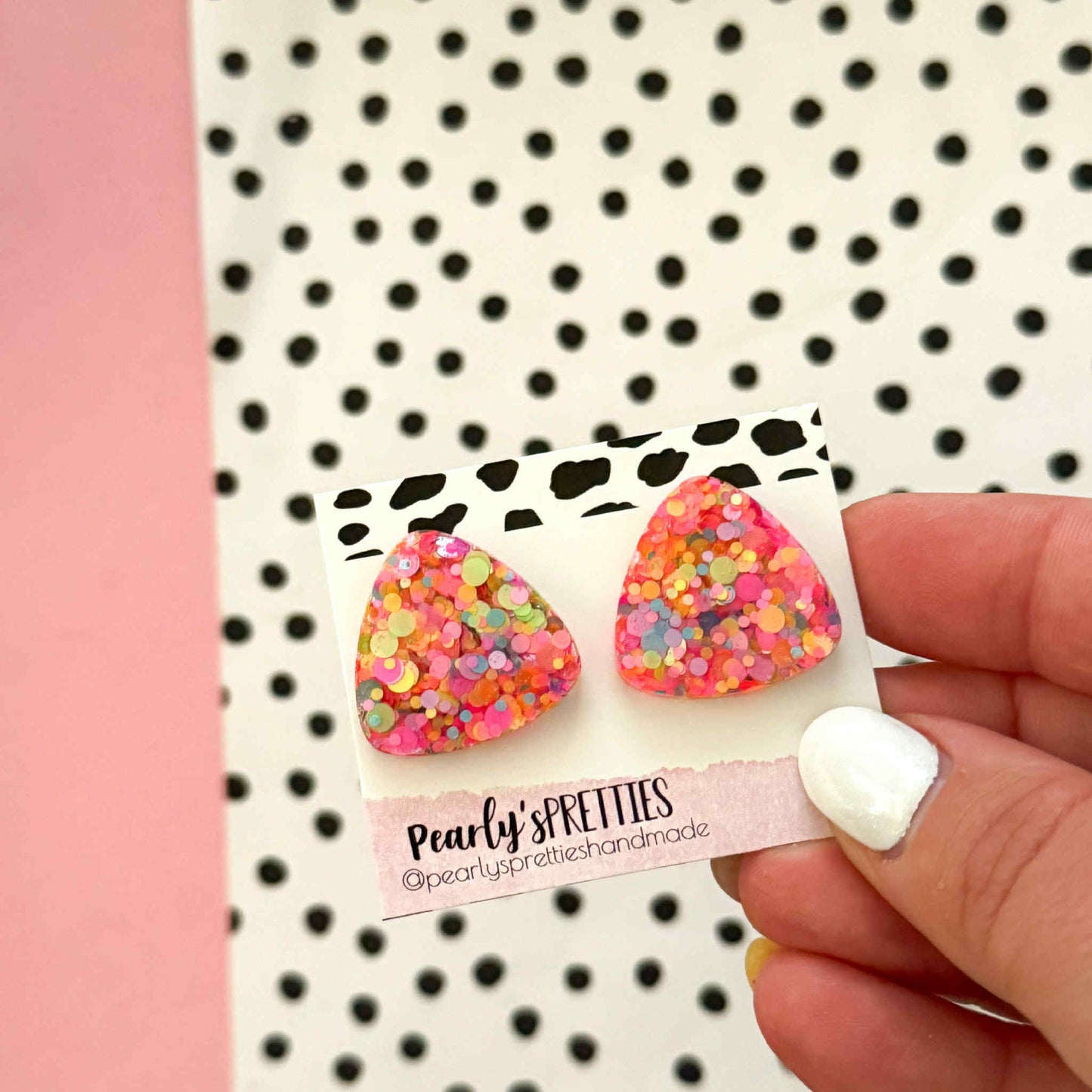 Large triangle stud earring- Retro Remix- RRS10