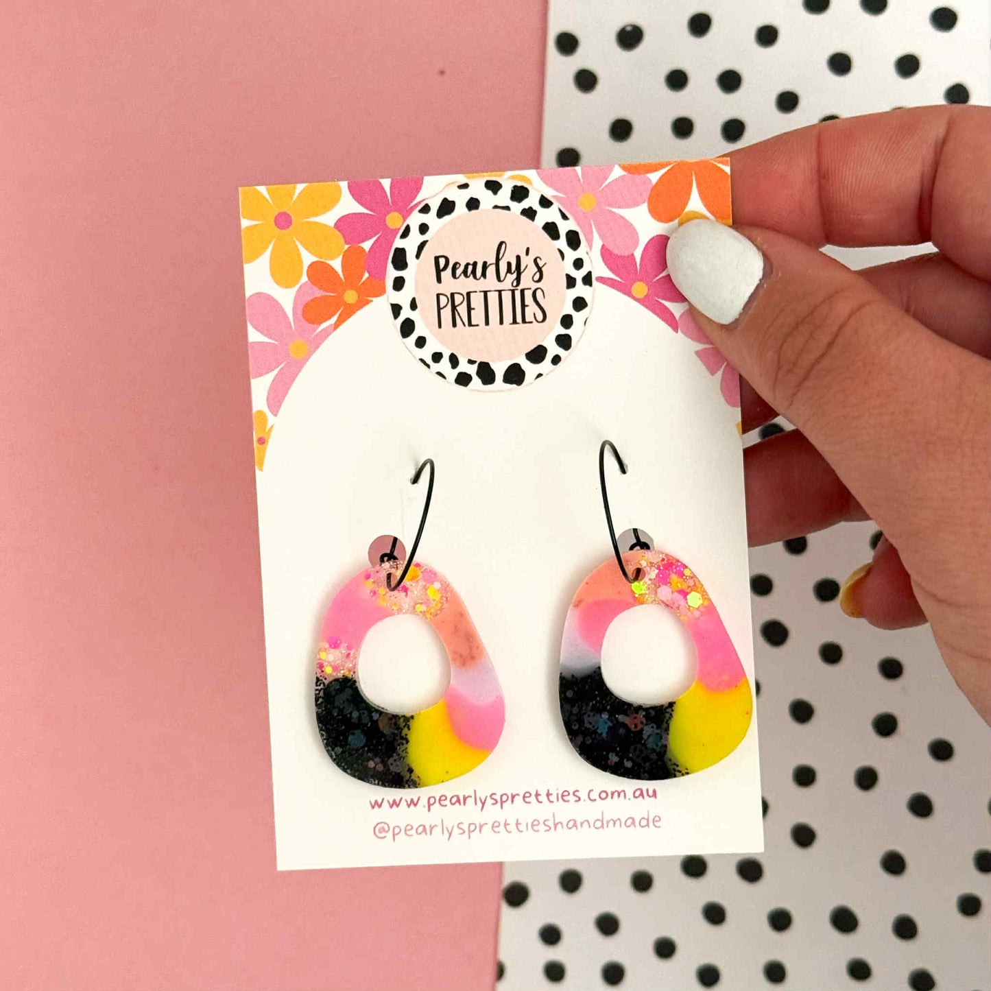 Oddball hoop dangle earrings-Retro Remix- RR02