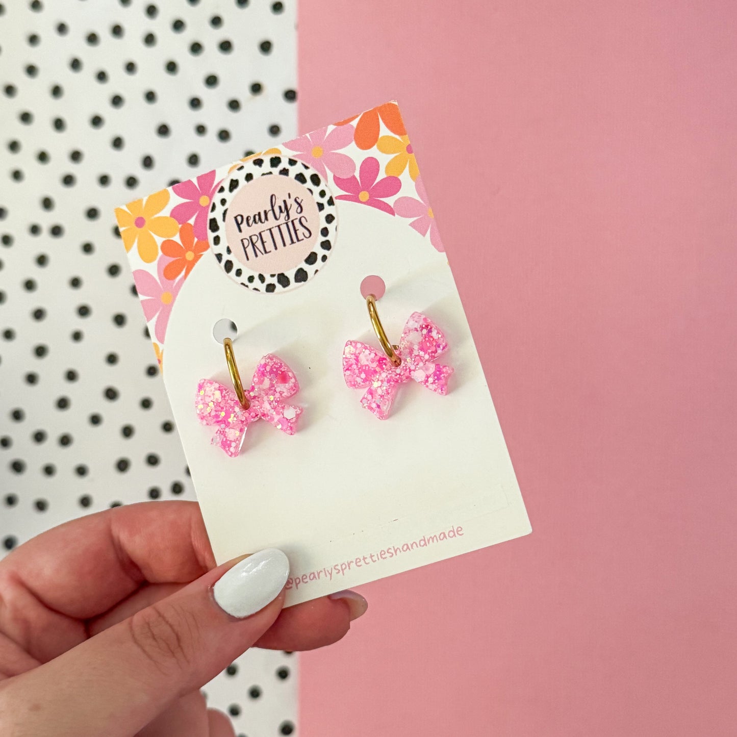 Bow huggies hoop earrings - Sorbet Shimmer 17