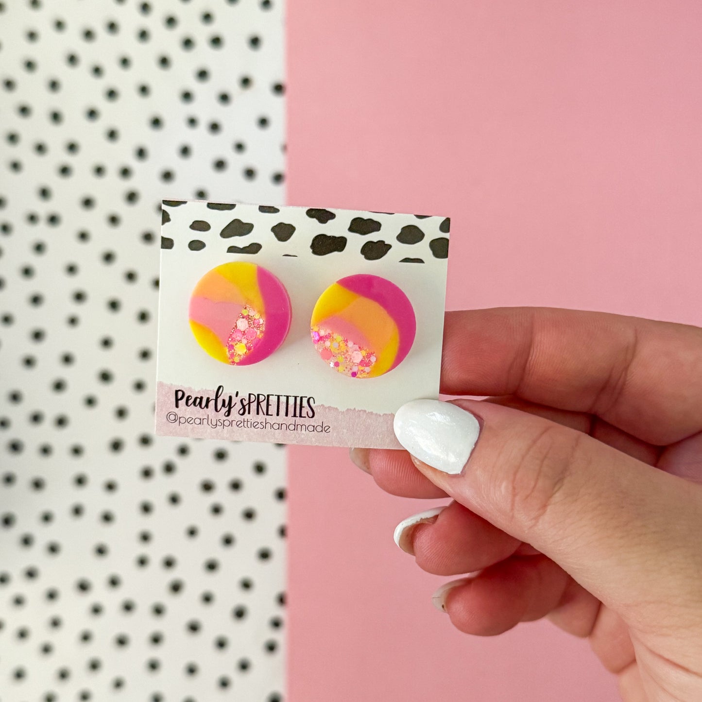 Medium circle stud earrings - Sorbet Shimmer 10