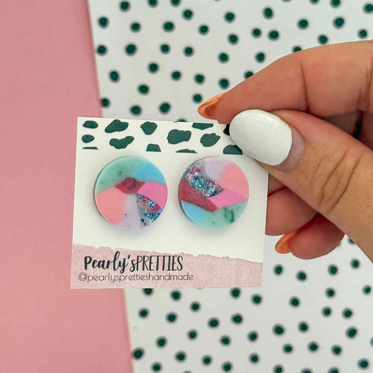 Medium circle stud earring -Bubblegum Bliss 23