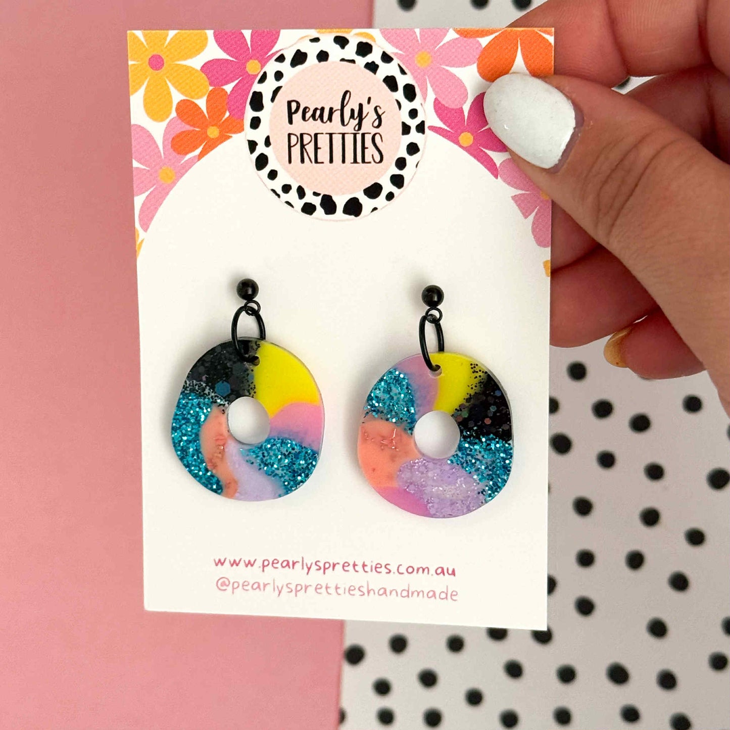 Oval-licious ball top dangle earrings- Retro Remix- RR07