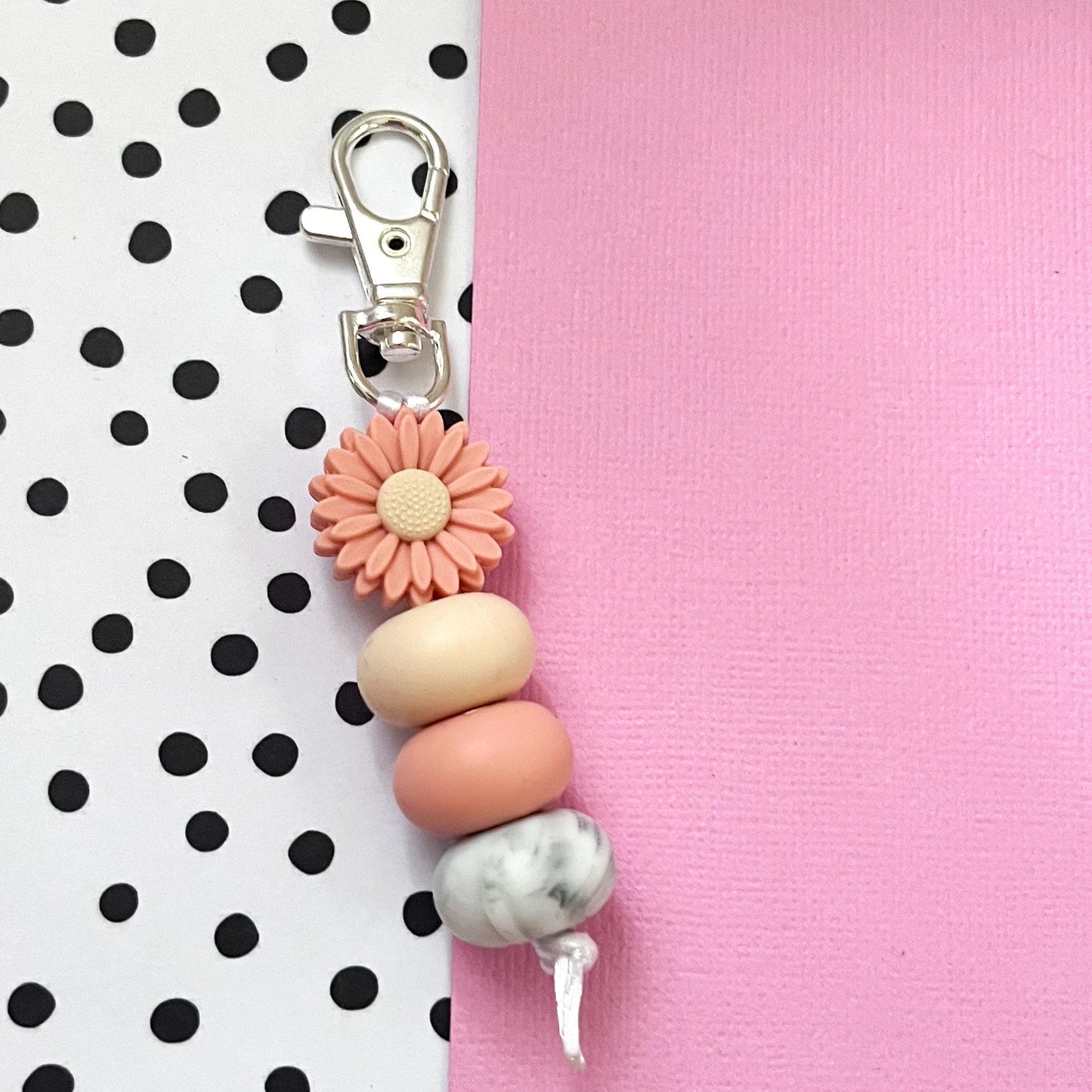 Apricot flower keyring