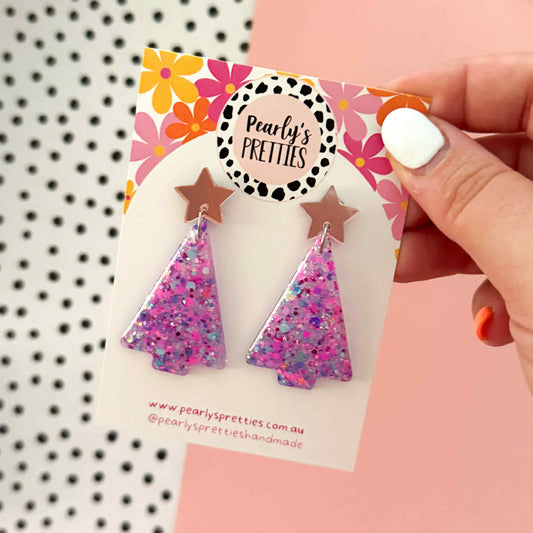 lover Christmas tree dangle earrings- star top