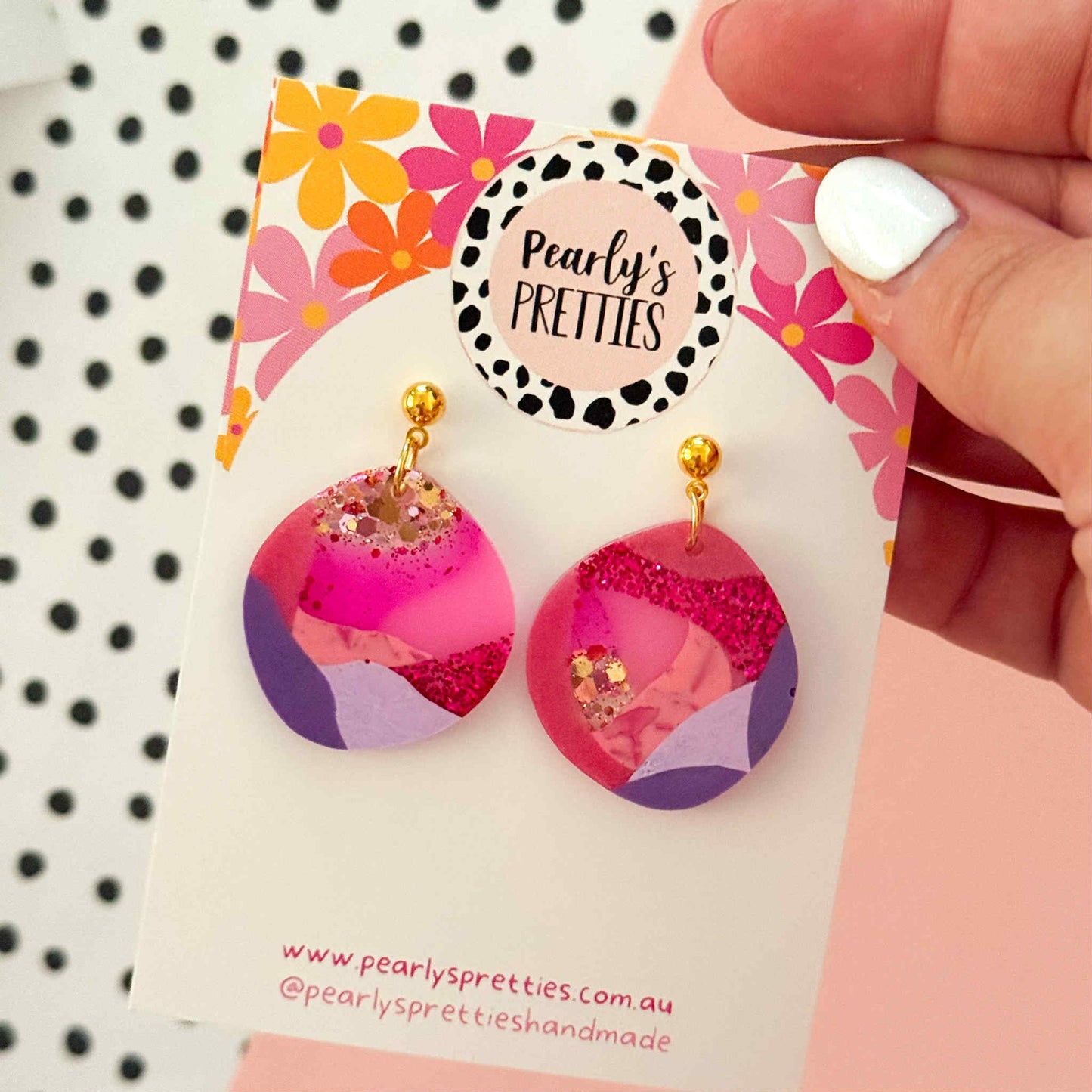 Organic small circle stud top earrings- Berry Blush 12