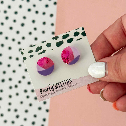 Small circle stud earring - Berry Blush 15