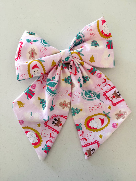 Decorative Fabric Holiday Bow- 'All things Christmas' fabric