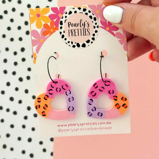 Heart ball top dangle earrings