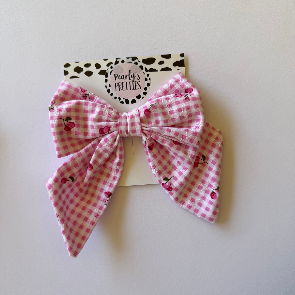 Fabric Bow Hair Clip | Handmade Hair Accessory – Small, Regular & Large - pink gingham hairbow
