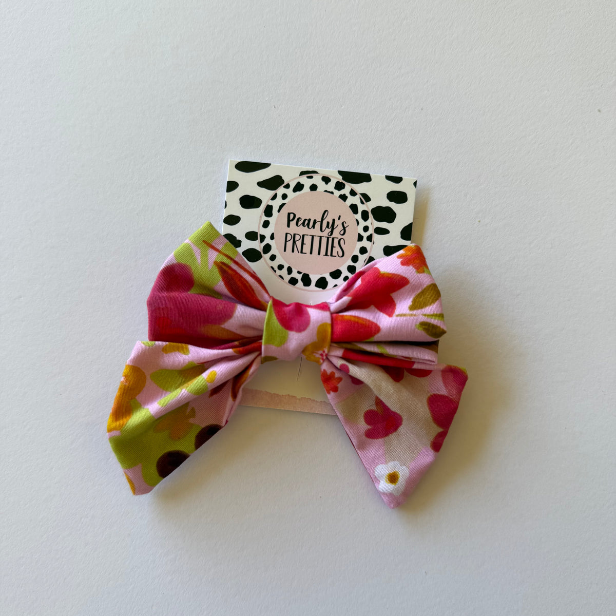 Fabric Bow Hair Clip | Handmade Hair Accessory – Small, Regular & Large - Garden party