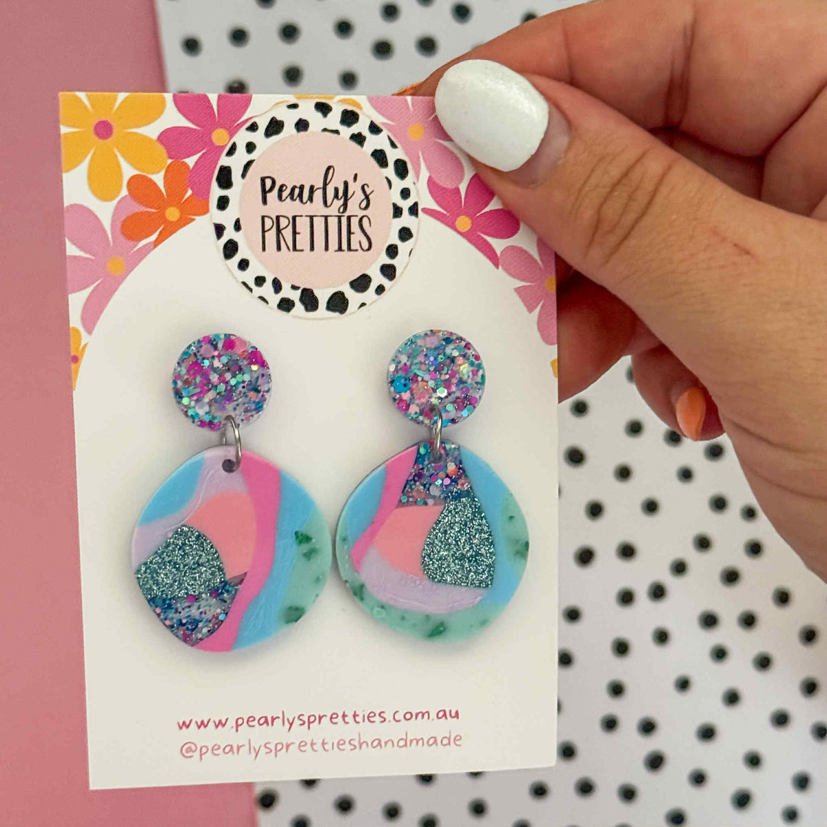 Organic circle stud top earrings- Bubblegum Bliss 06