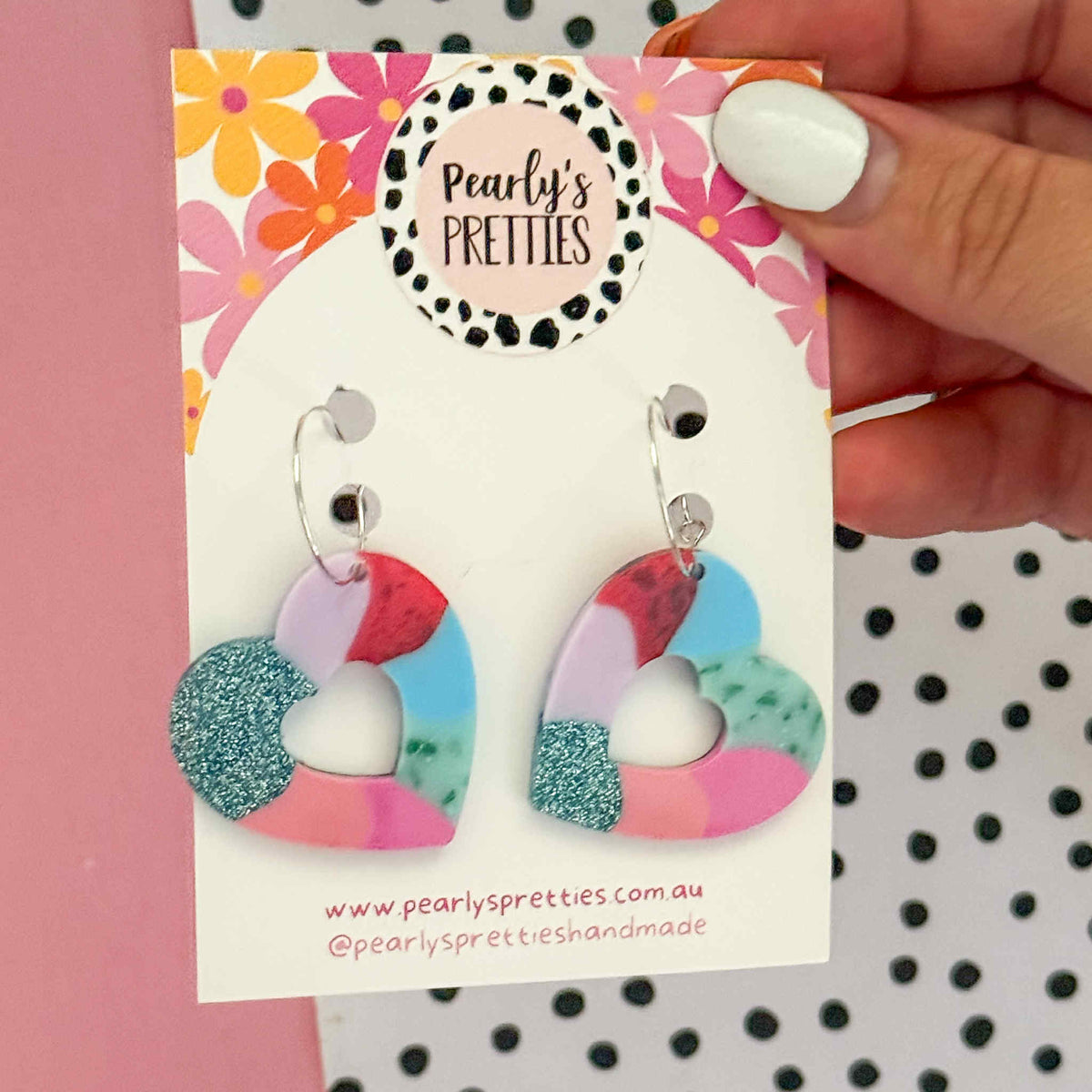 Heart  hoop earrings -Bubblegum Bliss 16