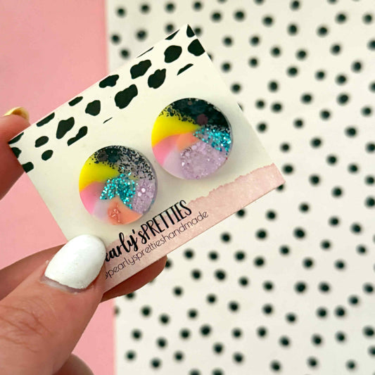 Circle stud earrings- Retro Remix- RRS2