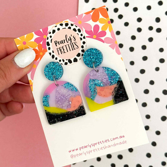 U-turns stud top dangle earrings- Retro Remix- RR011