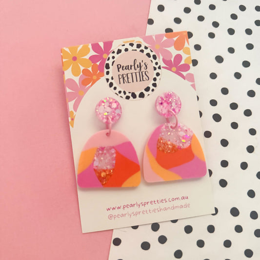 Archie stud top dangle earrings - Tropical Tango