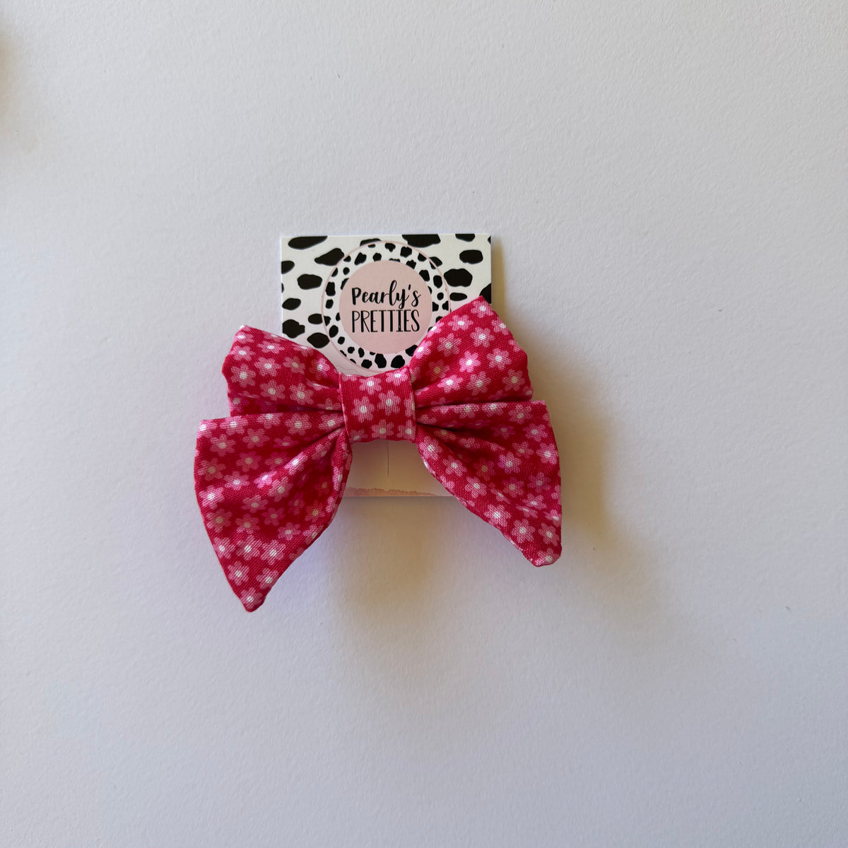 Fabric Bow Hair Clip | Handmade Hair Accessory – Small, Regular & Large -- pink and red floral hairbow