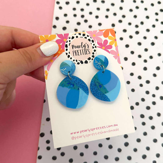 Organic medium circle stud top earrings- Coastal Cool CC03