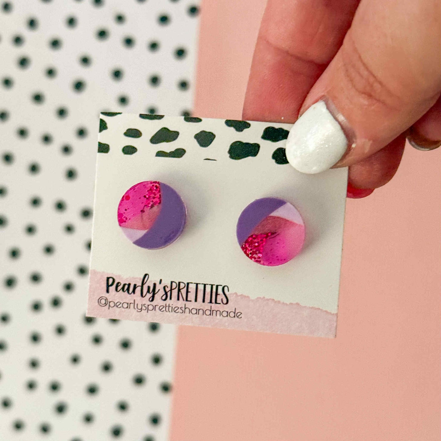 Small circle stud earring - Berry Blush 17