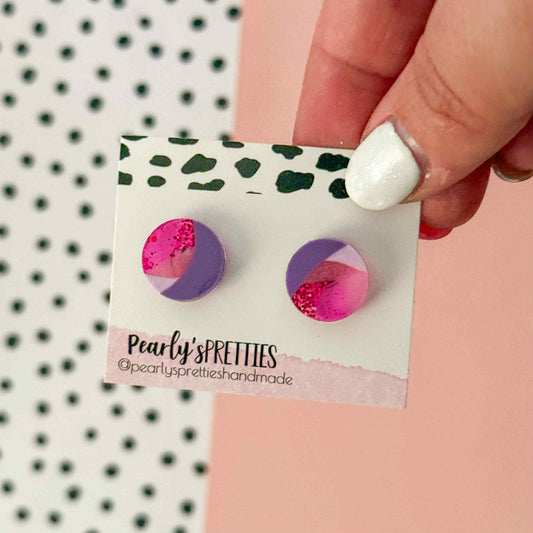 Small circle stud earring - Berry Blush 17