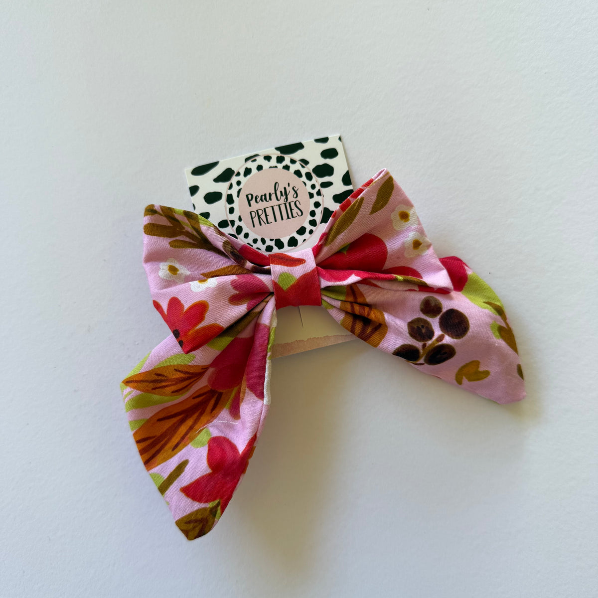 Fabric Bow Hair Clip | Handmade Hair Accessory – Small, Regular & Large - Garden party