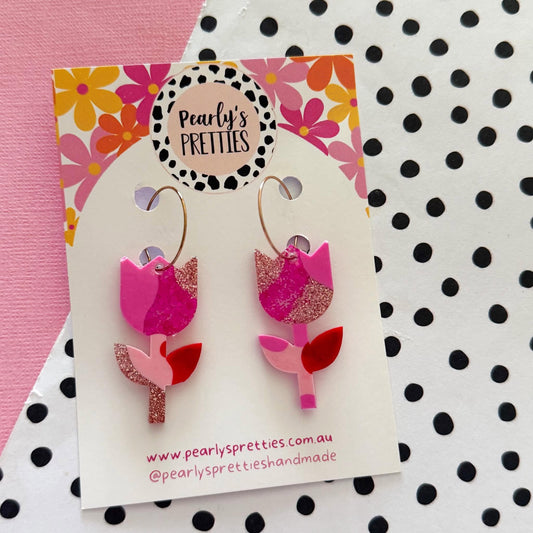 tulip hoop dangle earrings - Love Struck LS09