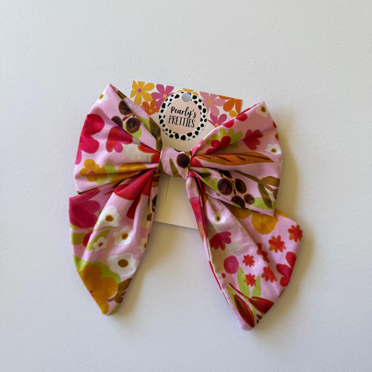 Fabric Bow Hair Clip | Handmade Hair Accessory – Small, Regular & Large - Garden party
