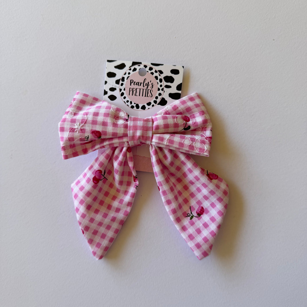 Fabric Bow Hair Clip | Handmade Hair Accessory – Small, Regular & Large - pink gingham hairbow