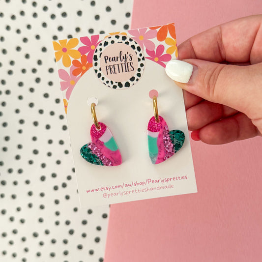Cora heart - huggie hoop earrings - Enchanted 06