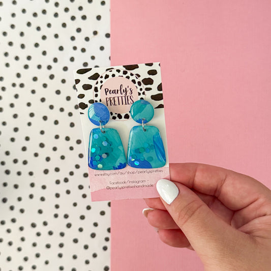 resin coated dangle earrings 026