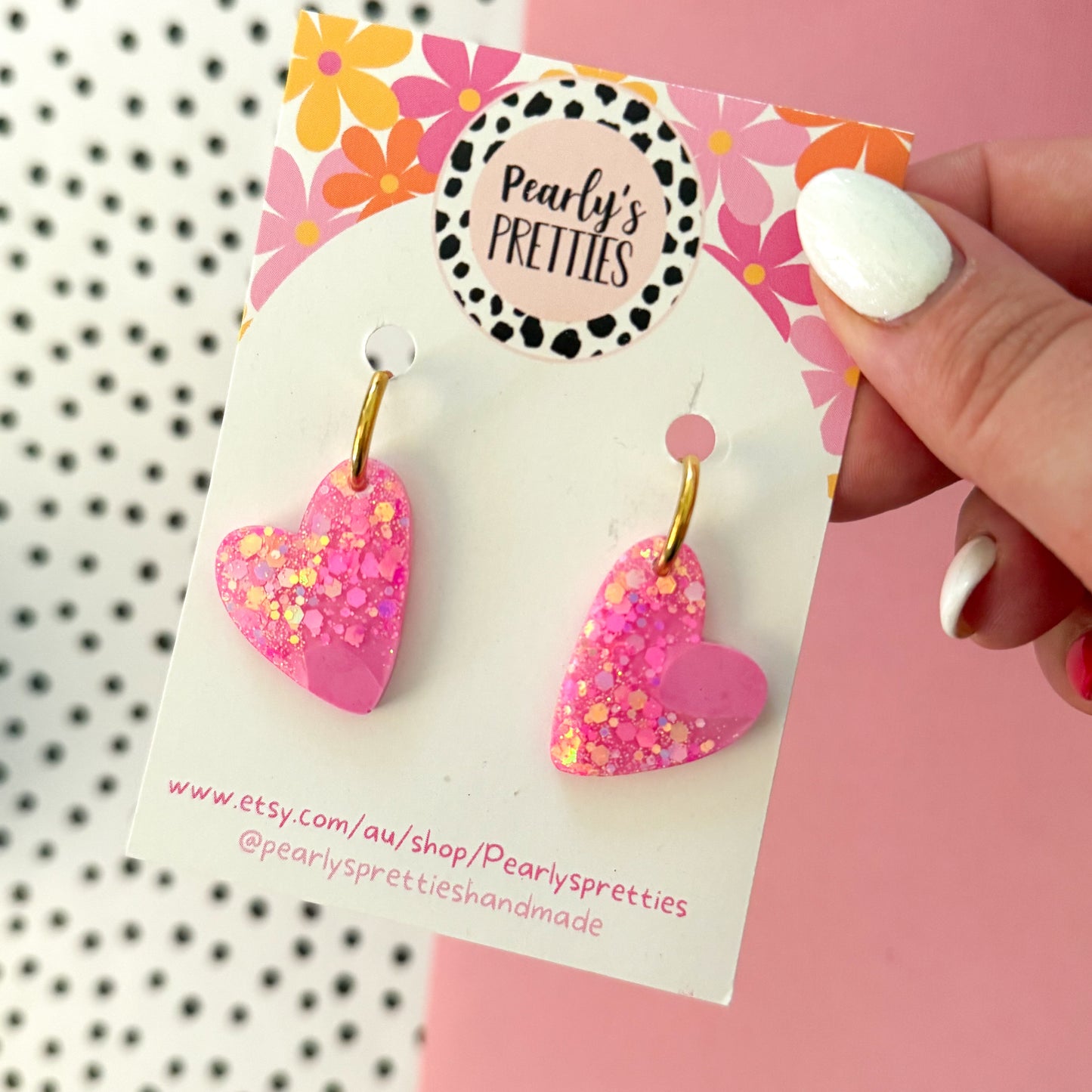 Cora heart- huggie hoop earrings - Sorbet Shimmer 22