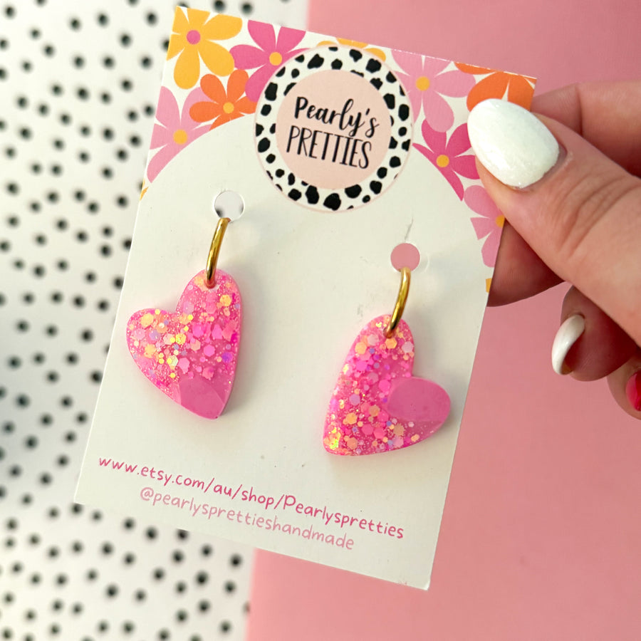 Cora heart- huggie hoop earrings - Sorbet Shimmer 22