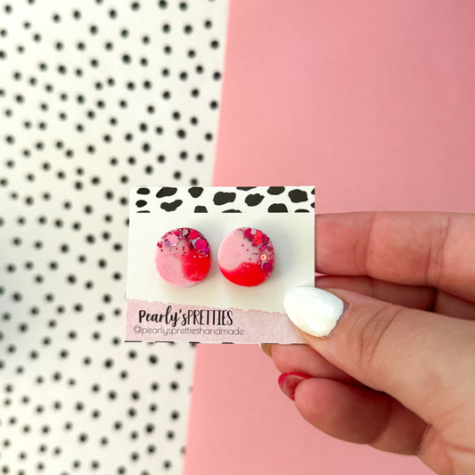 Organic Small circle stud earrings-  Love Struck S09