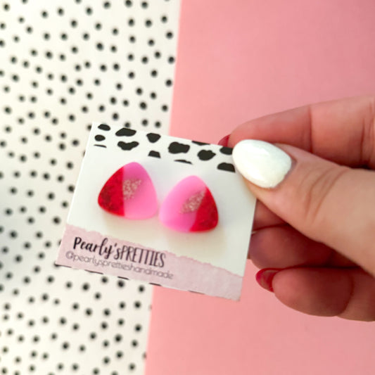 Triangle small circle stud earrings-  Love Struck S17