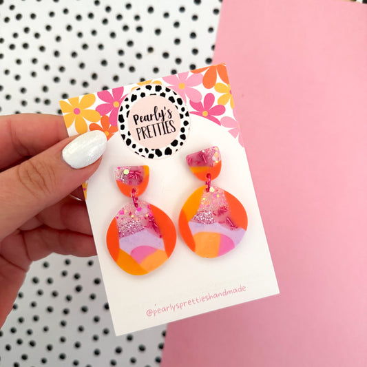 Organic medium circle  earrings - Sunset Glitz 10