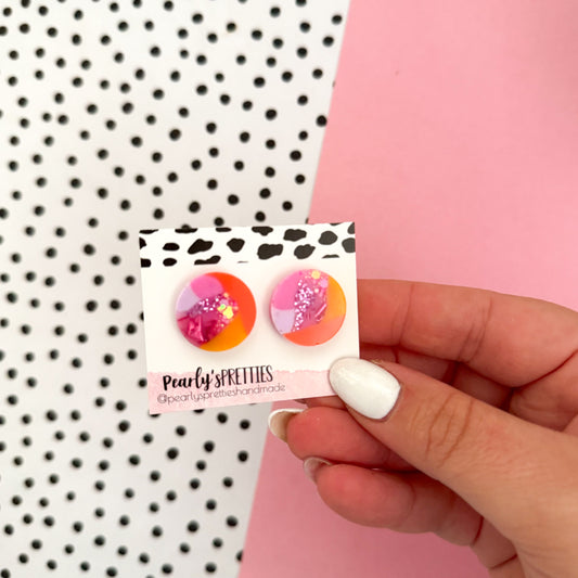 Medium circle stud- Sunset Glitz - SGS04