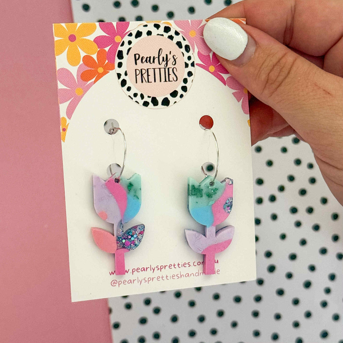 Tulip hoop earrings Bubblegum Bliss 09