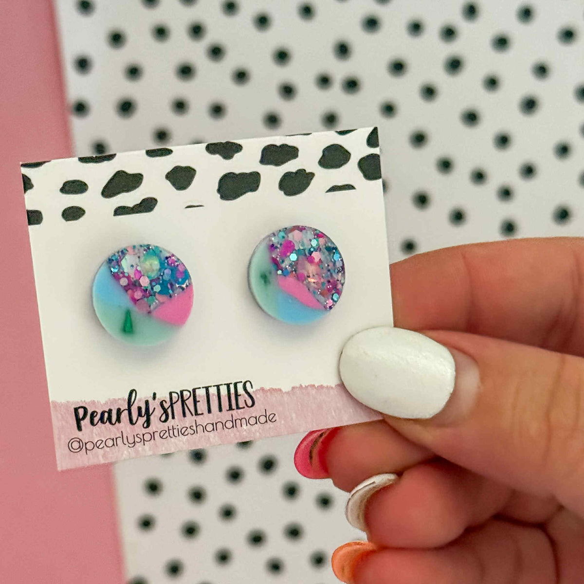 Small circle stud earring -Bubblegum Bliss 26