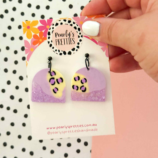 Ball top- lilac and lemon dangle earring