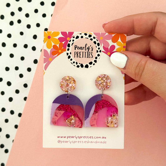 U turn stud top earrings- Berry Blush 10